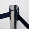 Close up of joined Chrome belt barrier posts - unclipped