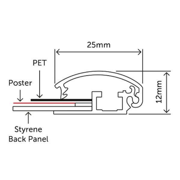 25mm Profile drawing for poster frame