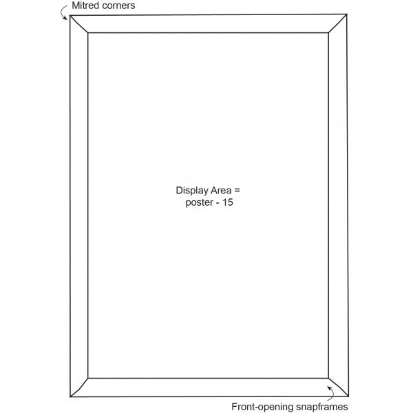 Silver Poster Frame 25mm dimension drawing for poster size