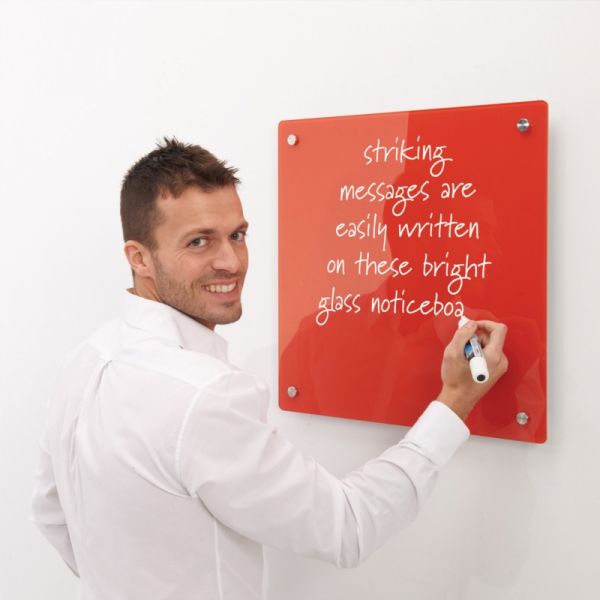 Coloured Glass Magnetic Whiteboards - Red