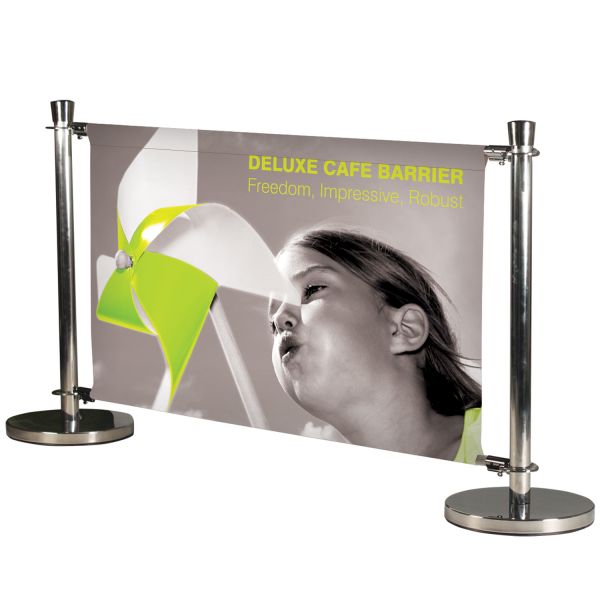 Deluxe Café Barrier - Complete System with 1500mm wide Banner