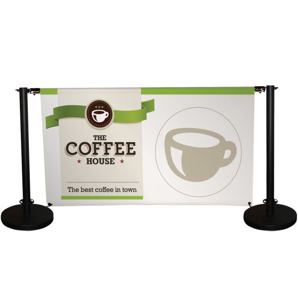 Economy Café Barrier - Complete System with 1500mm wide Banner