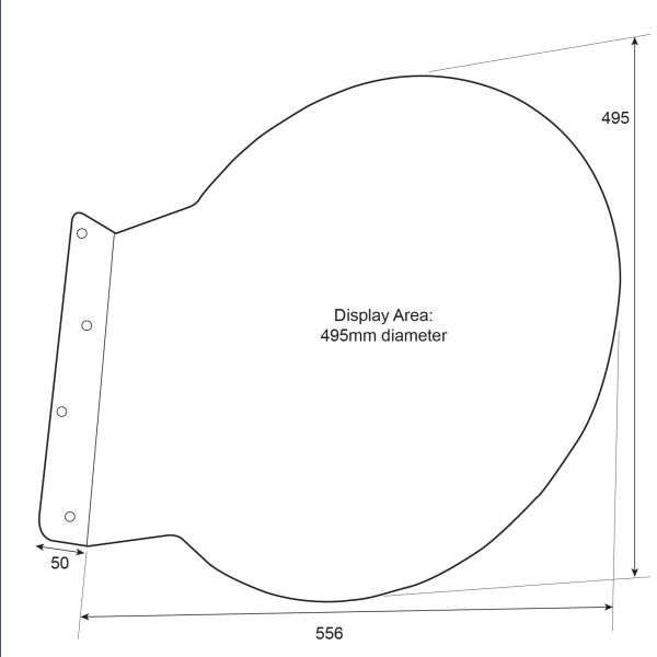 Dimensions - Round Flange Wall Mounted Sign