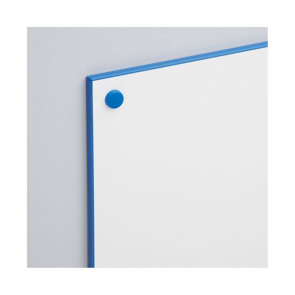 Frameless Coloured Edge Whiteboards - Blue Corner Detail Close-Up