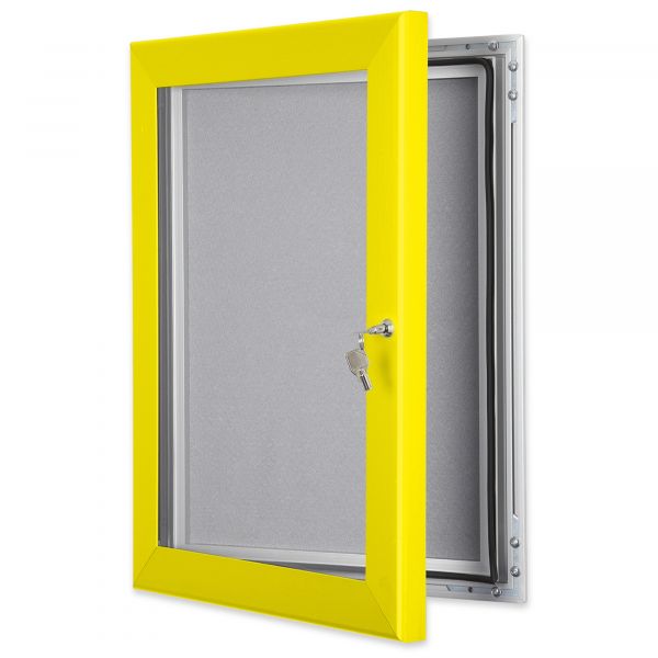 Yellow Outdoor Lockable Pin Notice Board