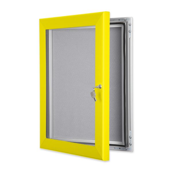 Yellow Outdoor Lockable Pin Notice Boards