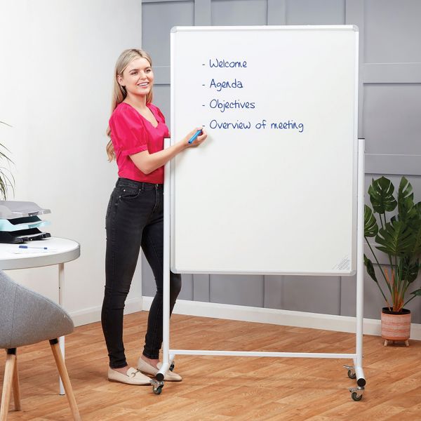 Mobile Height Adjustable Whiteboards - Portrait In Situ