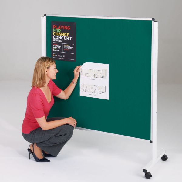Height Adjustable Mobile Notice Boards - green