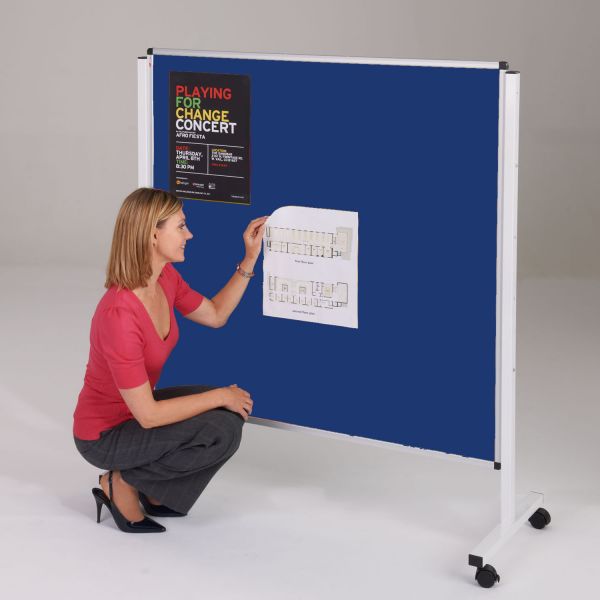 Height Adjustable Mobile Notice Boards - blue