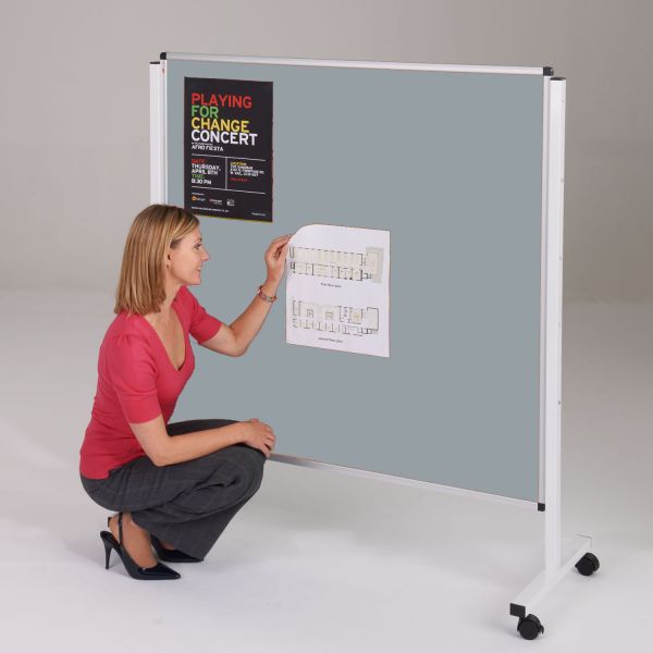 Height Adjustable Mobile Notice Boards - grey