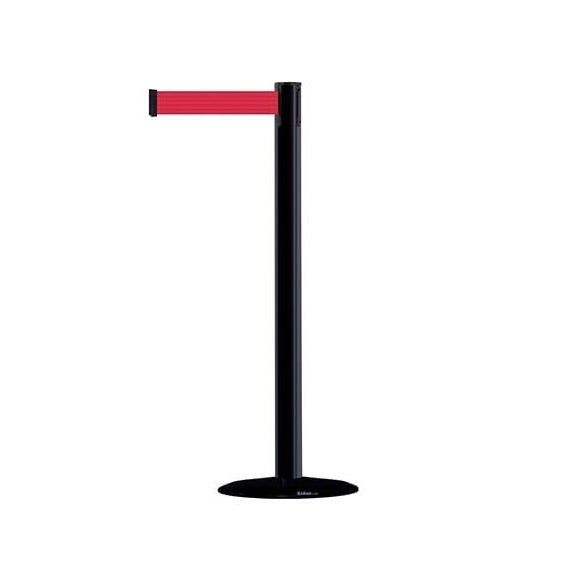 Retractable Belt Barrier - Black Post with Red Belt Cartridge