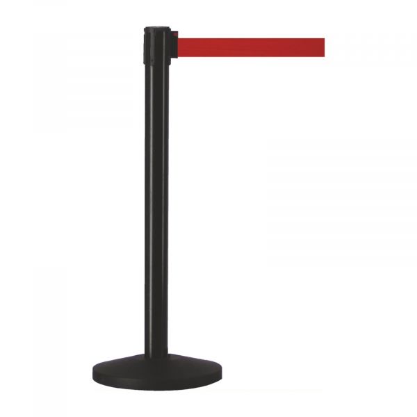 Retractable Belt Barrier - Black Post with Red Belt Cartridge 2