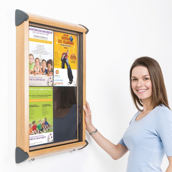 Shield® Showcase Notice Boards with Top Hinged Doors