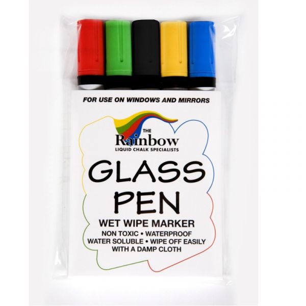 Wetwipe Glass and Blackboard Narrow Tip Pens - assorted colours