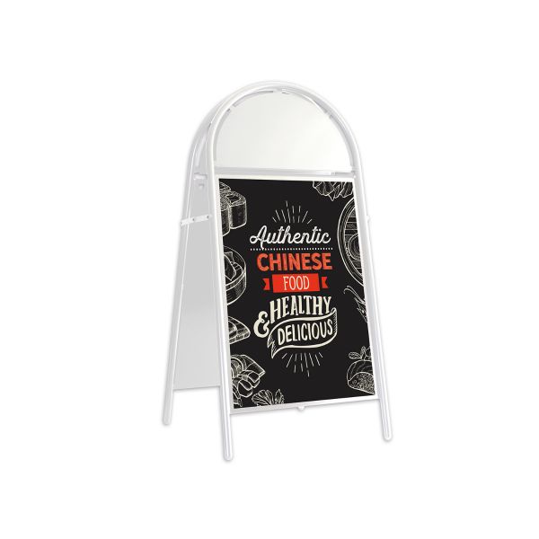 White Booster with Chalk Insert Panel showing chinese food artwork
