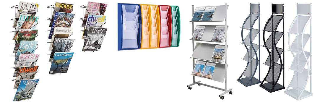 montage of various types of brochure stands