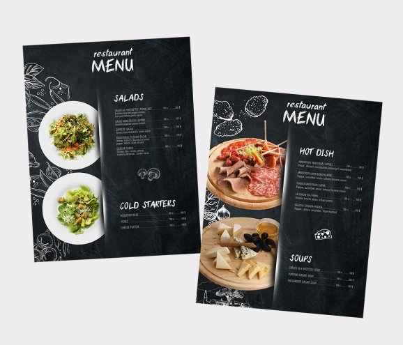 Different Sections of a menu
