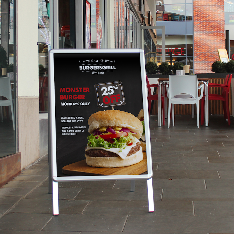 Burgergrill Restaurant A-Board Sign example