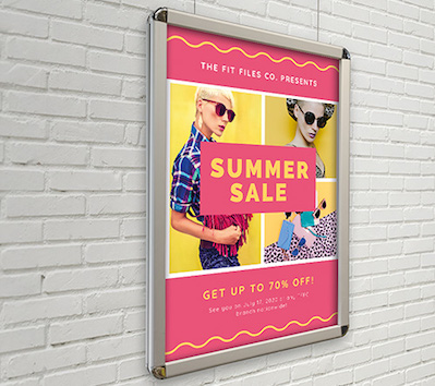 Poster Frame on Wall with Summer Sale Poster
