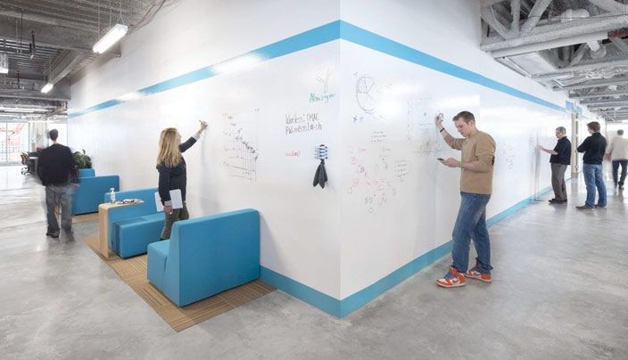 Whiteboard use in a free creative space