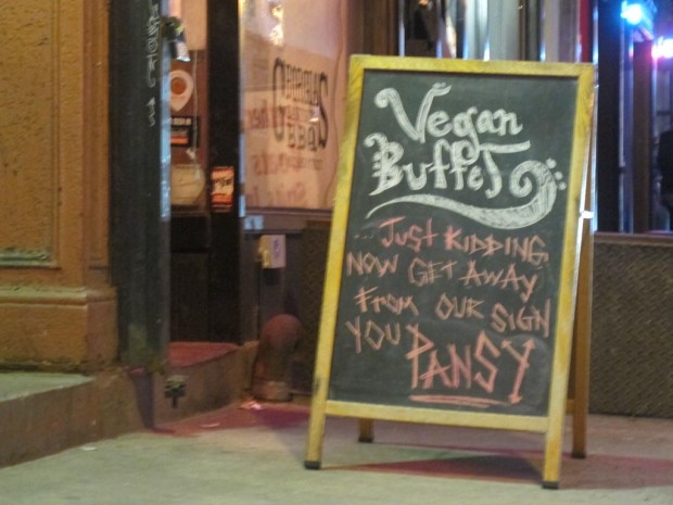 vegan chalkboard sign